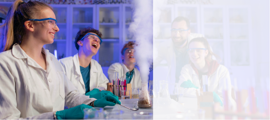 Teenagers doing experiments
